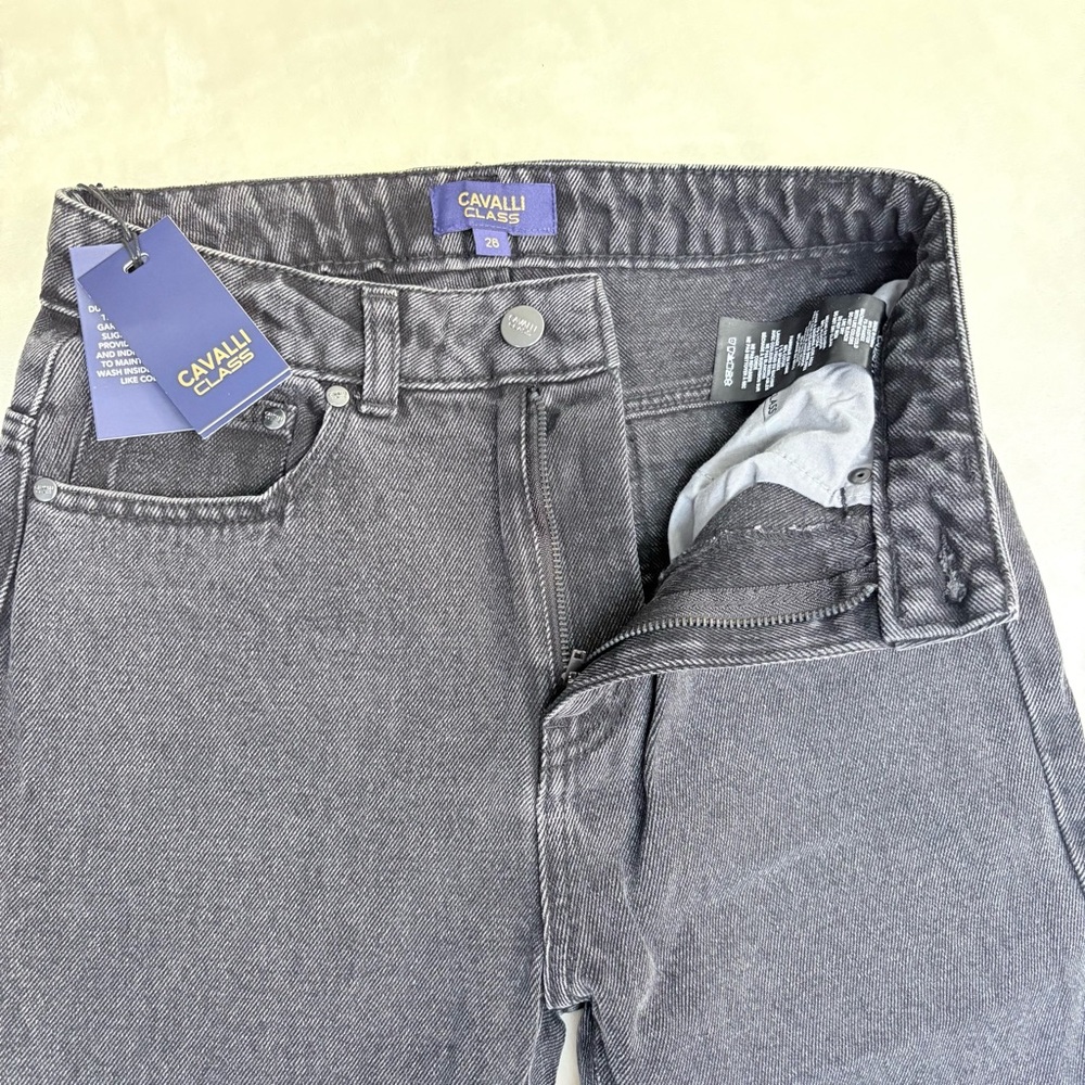 NWT Cavalli Class High Rise Straight Leg Faded Black Denim Women's Jeans SZ 26 - Picture 4 of 10